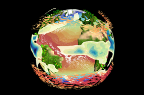3D Model of the earth displaying climate change data